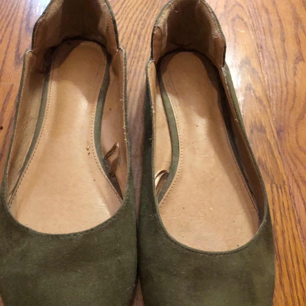 Green Suede Slip-On Flats